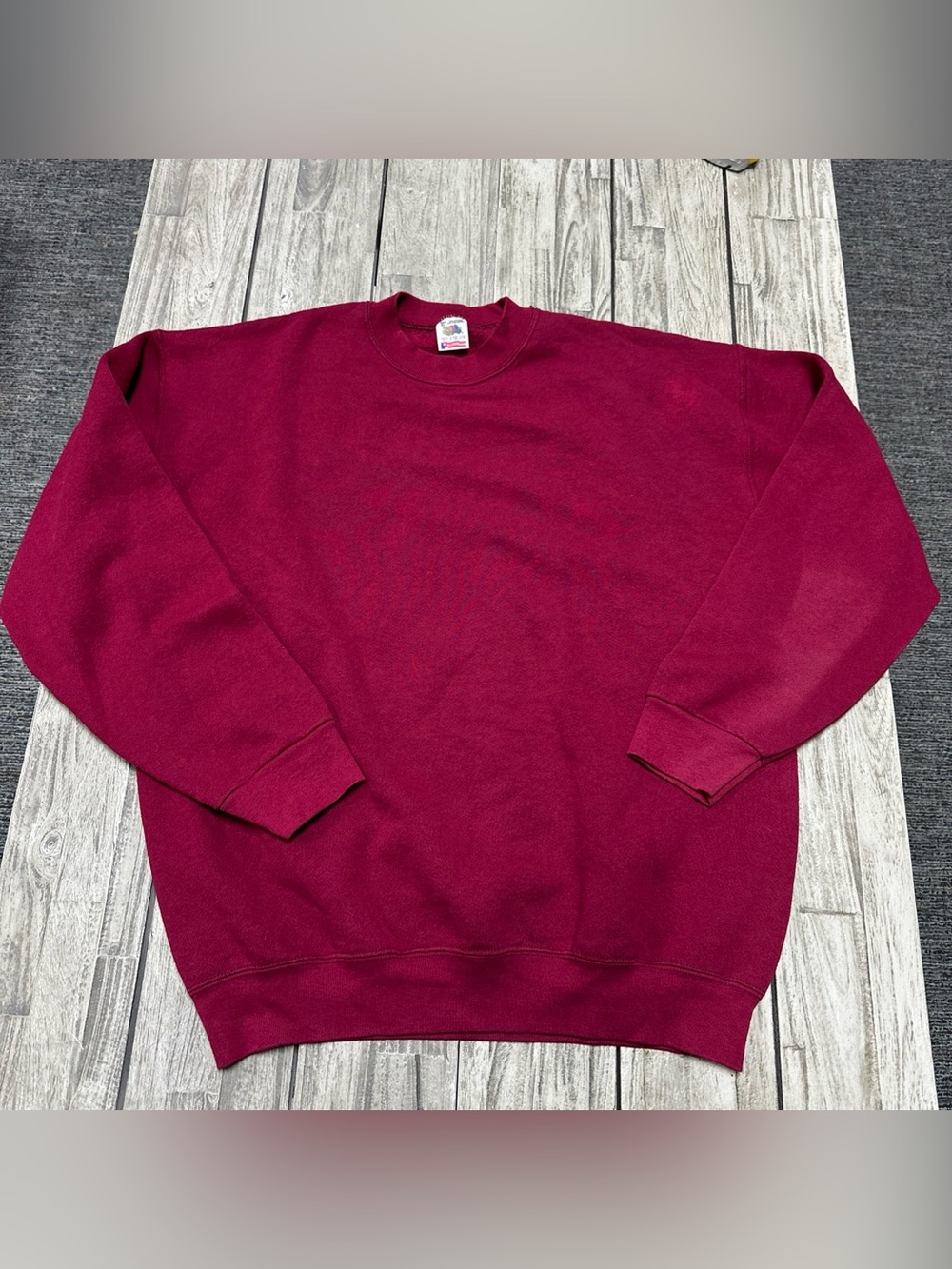 Vintage 90s Fruit Of The Loom Blank Crewneck XL Burgundy Boxy USA Made